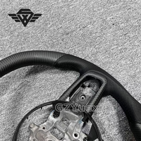 Volante de fibra de carbono para agarre de cuero perforado Jeep Compatible con modelos Wrangler Grand Cherokee