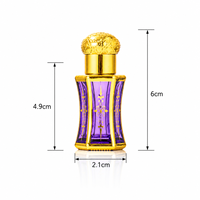 Botella de aceite esencial de lujo árabe de 10 ml, hexagonal, de vidrio mate electrochapado, con rodillo y tapa de rosca para aceite Attar