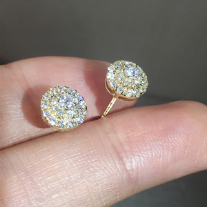 Orecchini a perno rotondi con brillantini per donna, orecchini classici con intarsi, gioielli semplici per l'uso quotidiano - Product Image 4