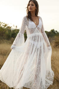 ODM nouveauté robe de <span class=keywords><strong>plage</strong></span> élégante pour femmes robe en <span class=keywords><strong>dentelle</strong></span> robe longue décontractée au crochet et <span class=keywords><strong>gilet</strong></span> - Product Image 5