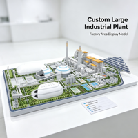 Modèle de présentation d'usine industrielle de grande envergure, bâtiments d'usine, dômes, réservoirs de stockage, tours, unités orange, tuyauterie bleue, conception de modèle 3D, hôtel