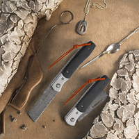 Nouveau design Couteau de chasse pliant à lame fixe DIY, lame en acier Damas, pointe tombante, manche en bois, OEM, garantie 1 an pour le camping