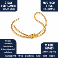 Bracelet jonc WANQI personnalisé en acier inoxydable plaqué or, motif nœud, pour femme, accessoire délicat et populaire