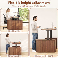 Bureau d'ordinateur compact moderne minimaliste en design 3D, réglable en hauteur électriquement, avec panneau blanc et ports USB pour salon