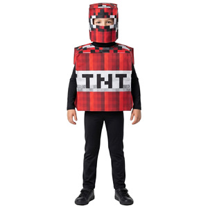 Costume Minecraft TNT Bomb pour enfants, tenue de cosplay blocs, performance Halloween, combinaison noire - Product Image 5