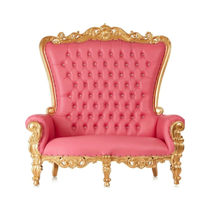 Chaises de roi doubles en bois massif de luxe avec garniture dorée et velours noir pour les événements et les locations de <span class=keywords><strong>mariage</strong></span> - Product Image 2