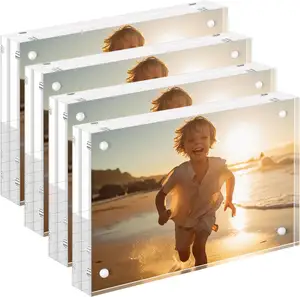 Acrylic Picture Frame 4x6 Clear Acrylic Photo Frames Stand With Magnetic Corners