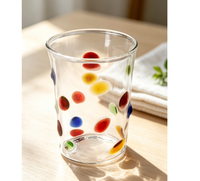 Tasse à café en verre borosilicate soufflé à la main avec points colorés, résistante à la chaleur, pour thé aux fruits et céréales