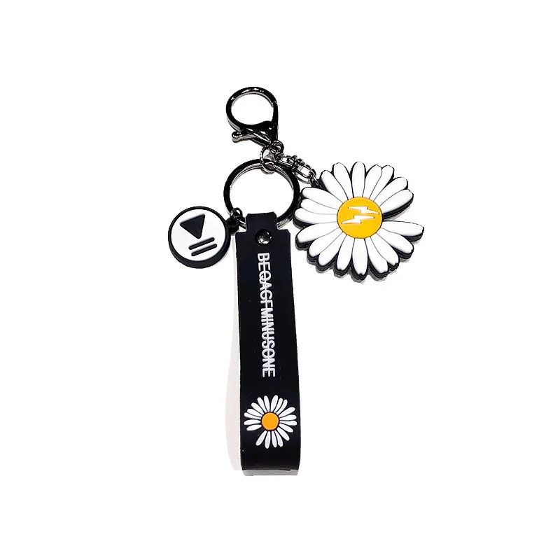 custom pvc lanyard keychain sunflowers with lobster clasp keychain bracelet wristlet key chain pendant gift for bag backpack