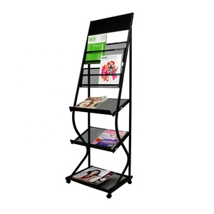 <span class=keywords><strong>Présentoir</strong></span> métallique multi-niveaux sur pied pour livres, magazines, catalogues, affiches et brochures – Design moderne et personnalisé pour bibliothèques et librairies - Product Image 2