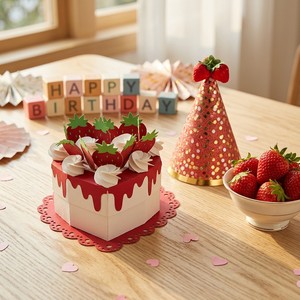 Original Design ZS-PC0076 3D Pop-up Strawberry Cake Greeting Card Handmade <b>Birthday</b> Cake Gift Box for Online Retailers - Product Image 2