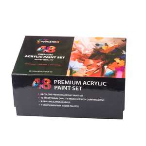Offre Spéciale 48 couleurs 22 ml artiste Peinture Acrylique Ensemble <span class=keywords><strong>De</strong></span> Coloration Papier Boîte Avec 15 brosses 3 <span class=keywords><strong>toiles</strong></span>, 1 peinture KnifeAnd 1 Palette - Product Image 4