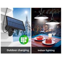 Lampe Solaire Suspendue Double Tête Ultra-Lumineuse Étanche IP65 avec Détection de Lumière et Télécommande pour Utilisation Intérieure/Extérieure et Tentes