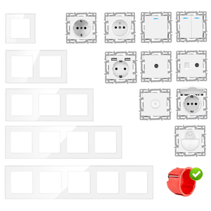 Module de commande à distance Wi-Fi pour interrupteur mural et prise de type 86 européen intégré, style allemand, avec panneau en verre blanc et fonction GFCI - Product Image 1
