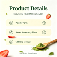 Poudre de Matcha Cérémonial Certifiée Marque Blanche OEM en Boîte de 30g, Poudre de Matcha Fraise en Boîte de 30g, Faible MOQ