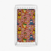 Drap-housse de berceau en microfibre douce à motif de dessin animé vintage de Noël, housse de matelas pour chambre d'enfant pour bébé
