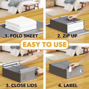 Organizador de sábanas para cama, organizador plegable, caja de almacenamiento de lino para 2 ventanas (tamaño Queen y King), organizador de sábanas de lino - Product Image 4