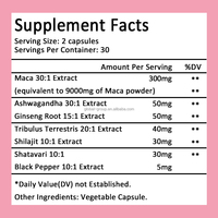 Capsules de Maca Noire Pure et Naturelle à 100% pour l'Élargissement des Hanches et le Soutien Énergétique, avec Logo Personnalisé, 60 Capsules par Flacon