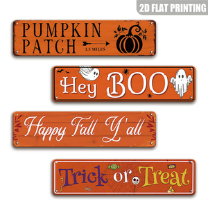 Letrero Metálico de Calabaza 'Hey Boo Ghost' para Decoración Rústica de Pared en Halloween, para Porche, Patio, Cafetería, Fiesta de Halloween - Product Image 1