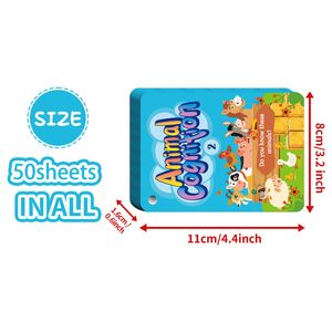 50 Tarjetas de Memoria para Niños, Desarrollo de Habilidades Linguísticas, Tarjetas de Aprendizaje con Dibujos Animados de Animales Lindos para Niños - Product Image 6