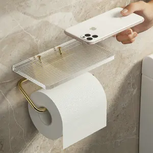Accessoires de salle de bain porte-papier mural porte-rouleau de papier toilette doré porte-papier hygiénique acrylique