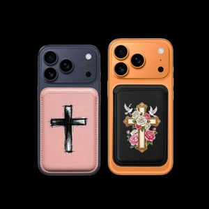 Hand-painted Style Brush Stroke Cross MagSafe <b>Wallet</b>, Artistic Sketchy Crucifix Phone Card <b>Holder</b> for iPhone 17 16 15 Pro Max - Product Image 1