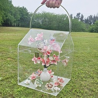 Boîte de présentation transparente en acrylique personnalisée, emballage floral, boîte anti-poussière, présentoir de bouquet pour fleuriste, décoration de la maison, cadeau