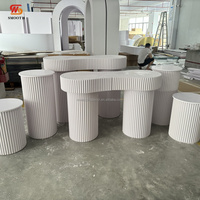 LISSE prix usine blanc acrylique TABLE bébé douche irrégulière forme de bureau décoration de mariage