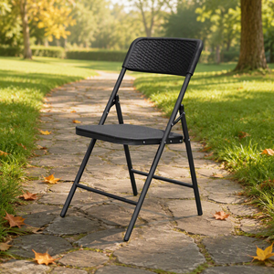 Otros muebles de exterior Silla plegable de plástico con aspecto de ratán - Silla de jardín portátil resistente a la intemperie - Product Image 2