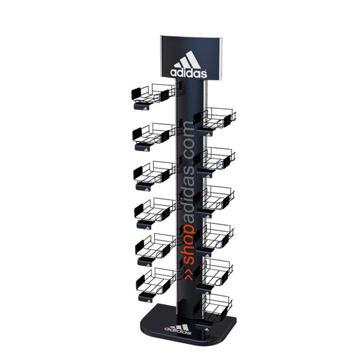Customized Splendid Free Standing Metal Shoe Display Rack With Baskets for Retail Stores — view 1