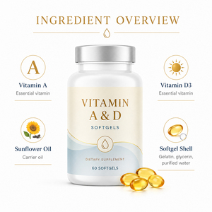 Complément alimentaire en gélules molles de vitamine A et D pour adultes avec soutien antioxydant pour une meilleure densité osseuse et une meilleure fonction immunitaire - Product Image 5
