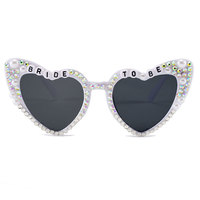 Lunettes de soleil de mariage pour mariée et demoiselle d'honneur, en forme de cœur perlé, en forme de lettre, en PC, faites à la main, vintage, unisexe, pour fête d'anniversaire