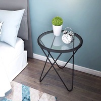 Table basse moderne en métal durable BOLIDE MB-25012 avec plateau en verre pour salon, meubles de maison
