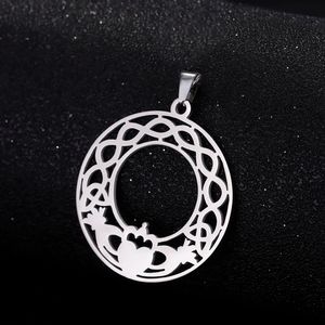 Myshape Irish claddagh Mặt dây chuyền tay giữ vương miện may mắn Celtics Knot thép không gỉ DIY Charms đối với trang sức làm - Product Image 1