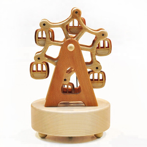 Rueda de La Fortuna redonda de madera, carrusel, caja de música, forma de gato de La Fortuna, batería de manivela para cumpleaños y Regalos divertidos - Product Image 1