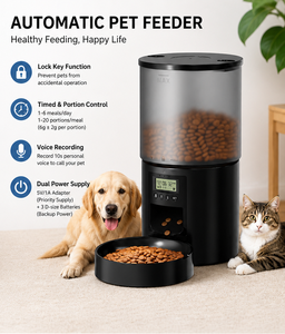 Distributeur automatique de nourriture pour animaux de compagnie intelligent 4L, certifié CE RoHS, sans bourrage, avec double alimentation de secours, étanche à l'humidité, vidéo sans fil - Product Image 4