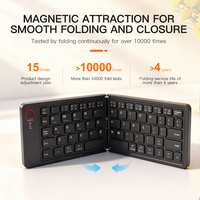 Faltbare Bluetooth Mini-Tastatur für Tablet und Smartphone, BT 5.1 Drahtlose Reise-Tastatur, Ultradünne Klappbare Tastatur für iPad