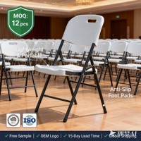Chaise pliante en plastique blanche avec logo personnalisé, expédition mondiale acceptée