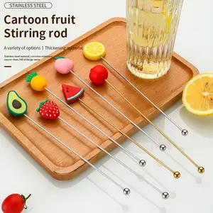 Stainless Steel Fruit Cocktail Sticks Bar Mixing Tools Drink Custom Stainless Bar Drink Stirrers Stirring Rod