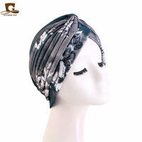 Le nouveau chapeau turban musulman indien plissé à imprimé dégradé de juding TJM-45