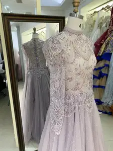 New Wholesale Beading Long Sleeves Evening Dress For Girl Elegant Woman Luxury 2025