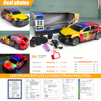 Auto RC a Escala 1/16 de 2.4GHz con Carcasa Transparente y Luces Coloridas, Auto Deportivo RC Recargable
