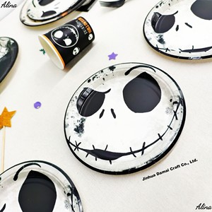 DAMAI Happy Halloween <b>Black</b> Skull Party Supplies Trending Disposable <b>Plates</b> Tableware Paper Napkins Cups <b>Plates</b> - Product Image 5