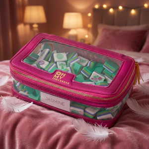 Sac de rangement de luxe portable pour Mahjong et Poker, en PVC transparent, style américain, avec fermeture éclair et poignée à franges, durable, pour le divertissement - Product Image 4