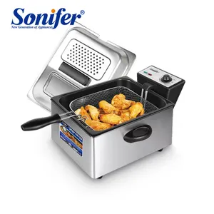 Sonifer-SF-1004 termostato ajustable para el hogar, freidora eléctrica de acero inoxidable grande de 2400W y 6L de aceite de cocina