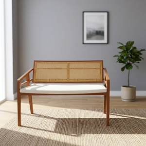 Modern Rattan Accent Chair with Cotton Liner and Foam Filling <b>Wooden</b> <b>Frame</b> Leisure <b>Armchair</b> for Living Room - Product Image 1