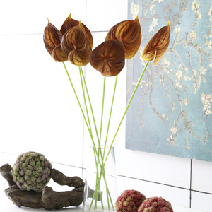 Planta Artificial de Anturio Grande, Estilo Europeo, Hecha a Mano, de Alta Calidad, Color Blanco y Verde, Tacto Realista, Centro de Mesa de PU para Bodas - Product Image 3