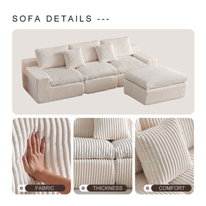 Canapé en tissu compressé en forme de L, sans armature, avec mousse à mémoire de forme, moderne, pour appartement, maison, loft, salon - Product Image 4