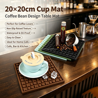Tapis de table à café en PVC écologique 20x20cm, antidérapant, imperméable, résistant à l'huile, pour barista, café, maison