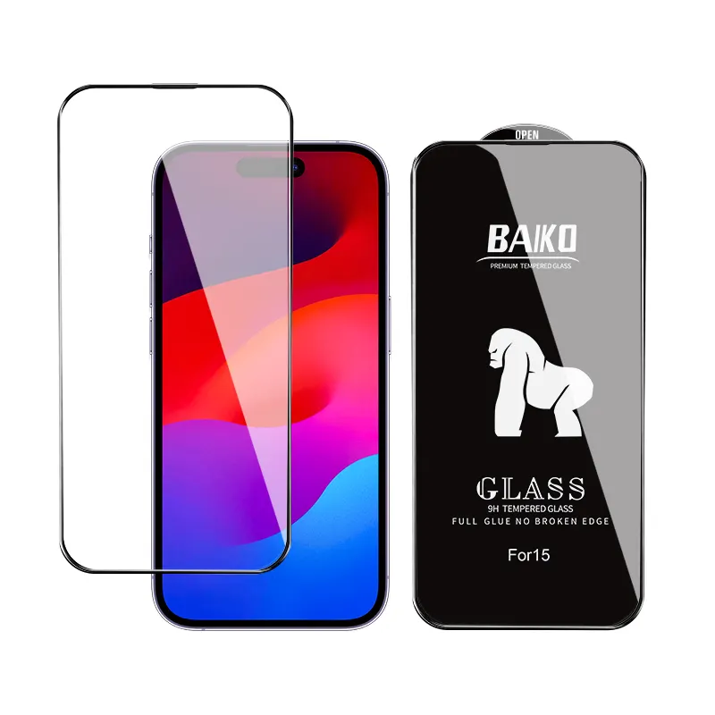 BAIKO 휴대 전화 화면 보호기 9H 3D 9D iPhone 12 용 투명 강화 유리 정전기 방지 필름